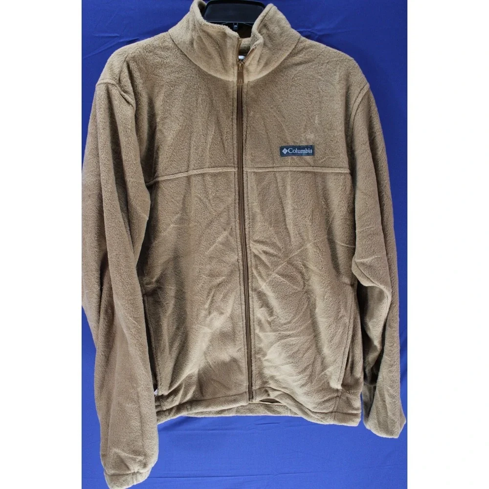 Columbia Light Brown Full Zip Jacket Fleece Men's Size‎ Small S Free US Shipping